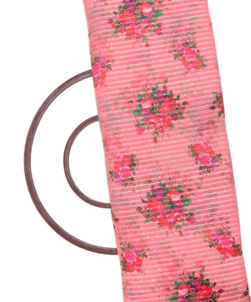 Peach Pink Colour Digital Print Georgette Sequin Embroidery Fabric